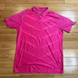 Nike Polo Golf Shirt Vivid Pink Prime Short Sleeve Men Sz L 726203-616